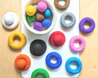 Rings & Balls Color Matching Game / Color Sorting Game / Felt Rings / Montessori Rings / Felt Balls / Flisat Accessories  / Sensory Rings