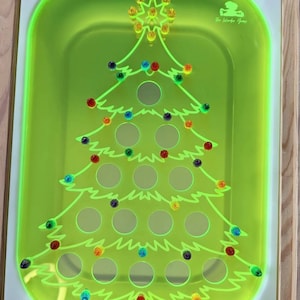 Christmas Tree Insert / Flisat Christmas Insert / Christmas Board / Christmas Sensory Bin / XMAS Insert / Christmas Tree Peg Board / Trofast Neon Green Acrylic