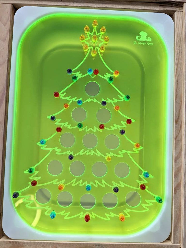 Christmas Tree Insert / Flisat Christmas Insert / Christmas Board / Christmas Sensory Bin / XMAS Insert / Christmas Tree Peg Board / Trofast Neon Green Acrylic