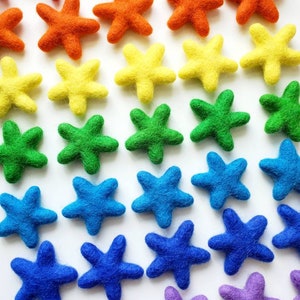 Felt Rainbow Stars Loose Parts / Needle Felted Wool Space or Sea Stars for Mobiles Garlands Montessori Sensory Play / Color Sorting Stars