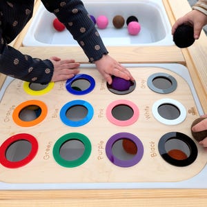 Flisat Colors Insert English French Spanish Custom Language Labels \ Preschool Toddler Fine Motor Colour Sorting Game \ Colors Activity