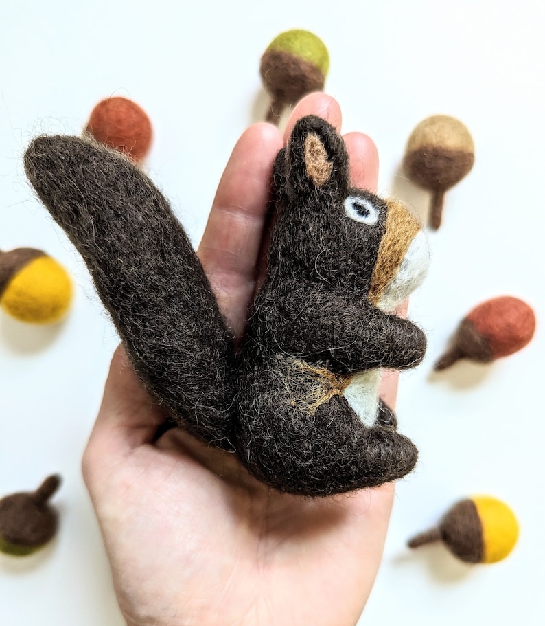 Felt Squirrel and Acorns Object Permanence Toy / Felted Wool Hide the ...