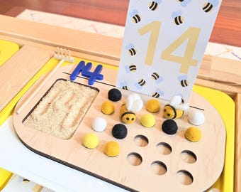 20 Frame Wood Mathematics Tray / Small Trofast Sensory Bin Twenty Frame Insert / Montessori Preschool PreK Math Wooden Counting Activity