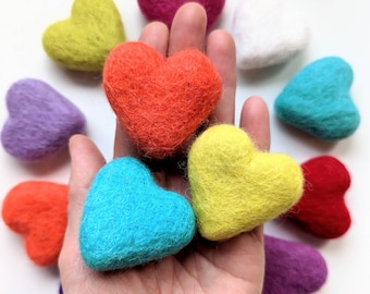Felt Valentine Hearts / Needle Felted Wool Hearts Loose Parts for Garlands Mobiles Decorations Ornaments Valentine Gift / Felt Heart Shapes