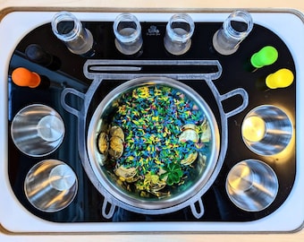 Flisat Magic Potions Witch Cauldron Play Set / Halloween Potion Making Trofast Sensory Bin Lid / Montessori Spooky STEM Science Lab Kit