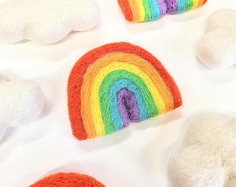 Felt Pastel Rainbow Loose Parts / Needle Felted Pastel Color Rainbow / Wool Rainbow for Mobile Garlands Decorations Weather Sensory Bin