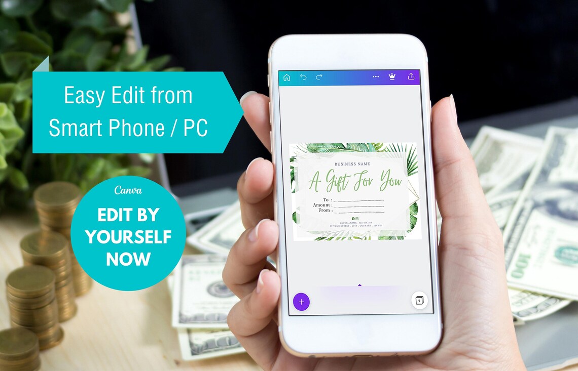 Editable Minimalist Jungle Gift Card Last Minutes Thank You Etsy