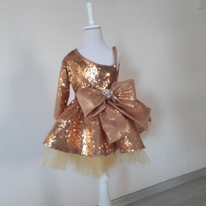 Gold dress, Elegant party dress, Princess dress, Princess girl dress, Birthday dress, Christmas party dress, 1st birthday dress, Girl dress