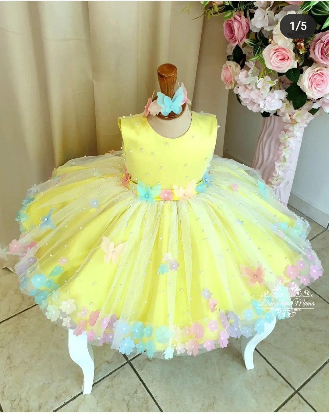 Goegeous Yellow Color Baby Girl Gown Frock With Headband - Etsy