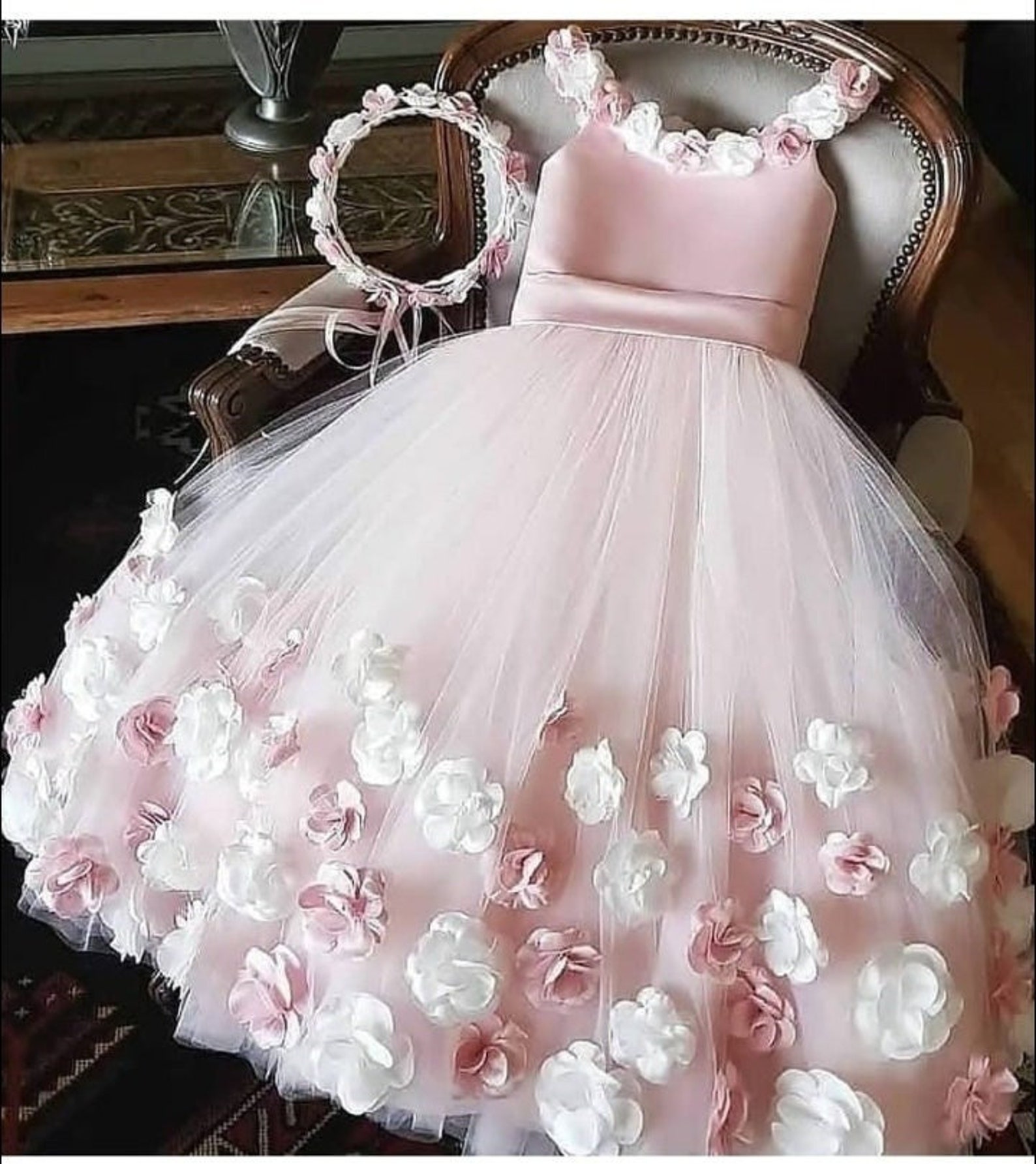 Christening Baby Girl Pink Silk Dress With Bolero main image 1
