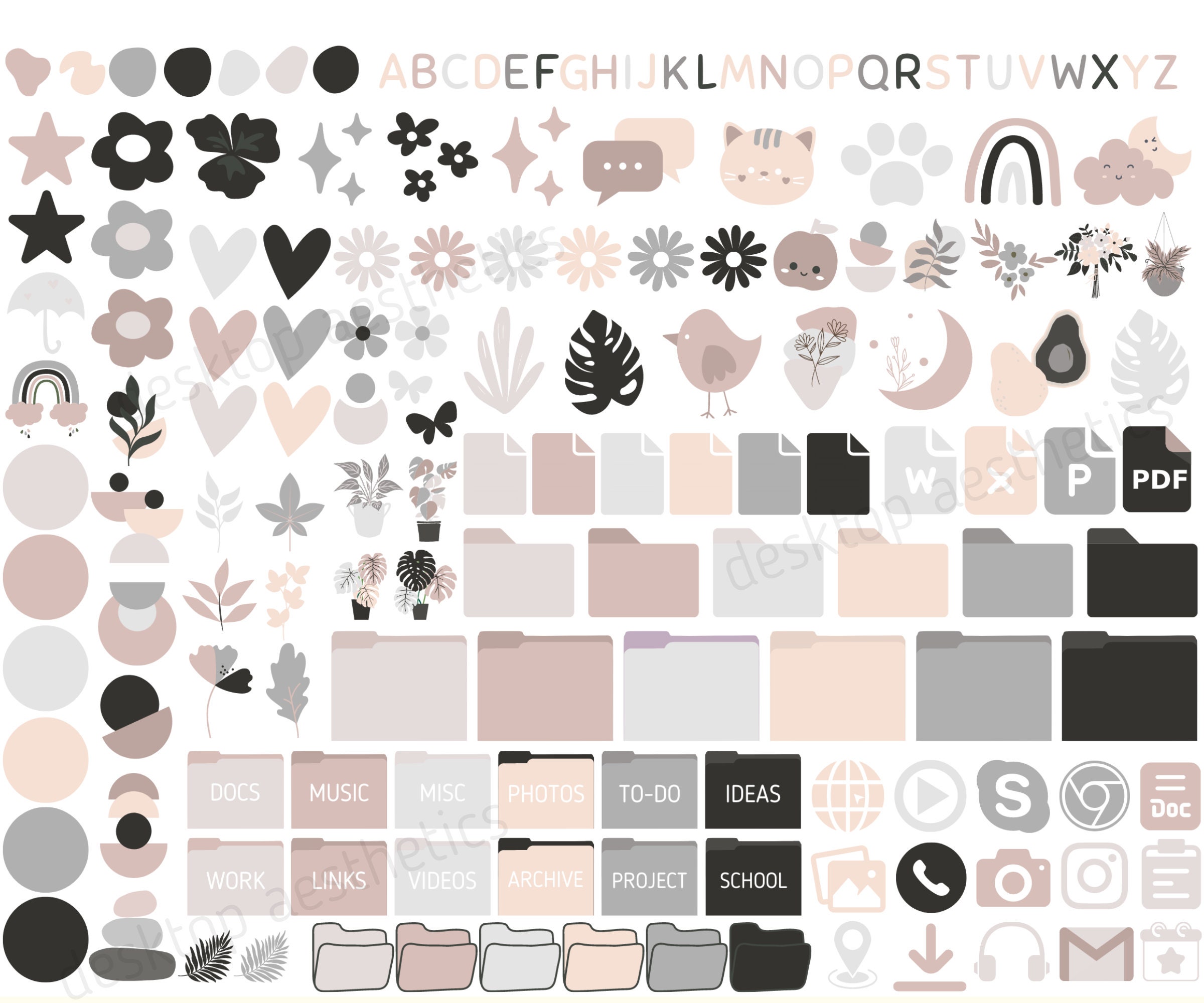 Chic File Icon 180 Cute Chic Desktop Folder Icons With Free Desktop Organizers for Mac ...