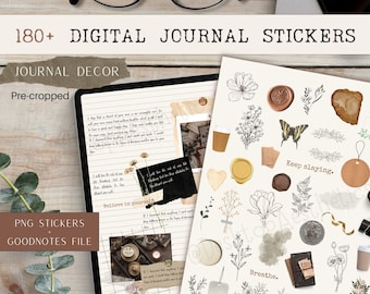 180 Digital Journal Stickers | Pre-cropped Goodnotes stickers | Bullet Journal Stickers | Stickers for iPad | Notability | Aesthetic Sticker