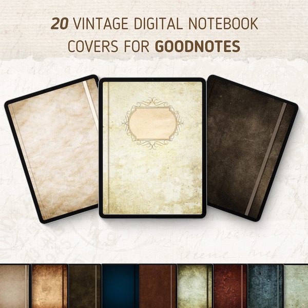 20 Vintage Goodnotes Covers, Digital Notebook Covers, Vintage Aesthetic | Digital Covers for Goodnotes iPad, Mac | Vintage iPad Aesthetic