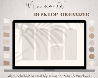 Beige Minimalist Desktop Organizer, 14 Icons (Digital Download)