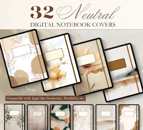 32 Neutral Goodnotes Covers, Digital Notebook Covers, Boho Aesthetic | Digital Planner Covers for Goodnotes, Notability| iPad, Mac, Android