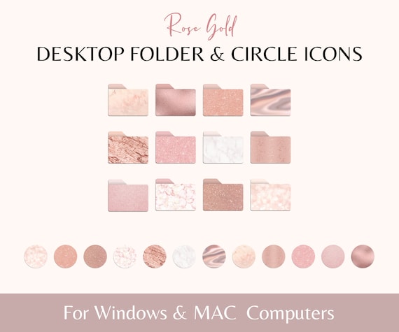 24 Rose Gold Desktop Icons for MACBOOK and WINDOWS Circle and | Etsy