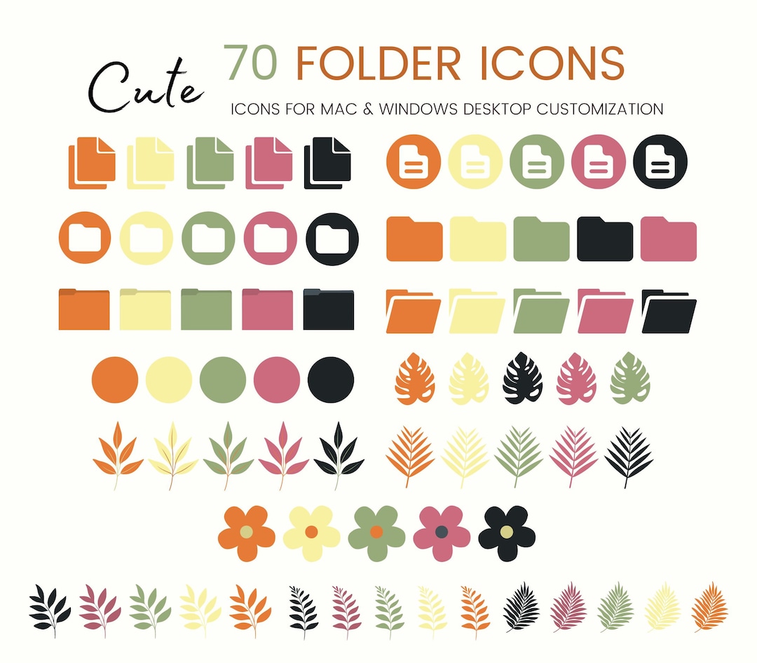 70 Cute Desktop Folder Icons for Mac, Windows Cute PC Icons Aesthetic ...