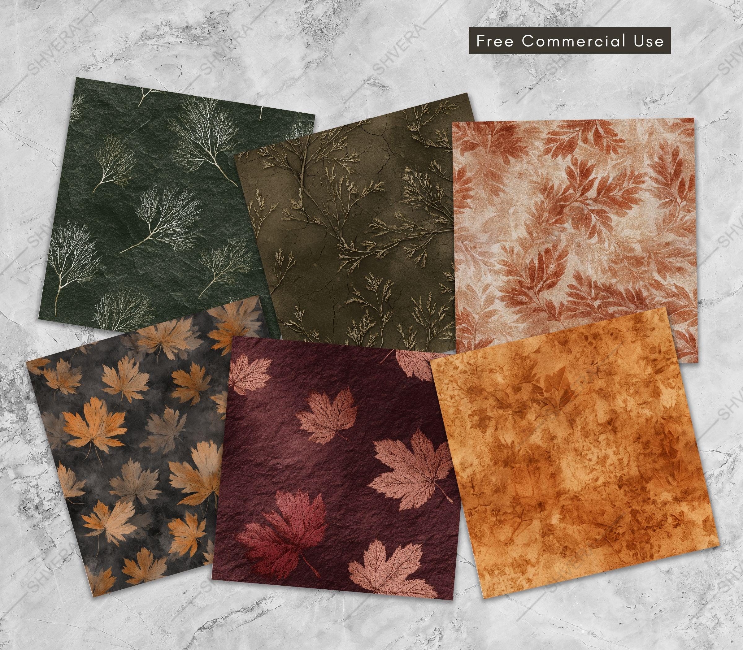 24 Seamless Fall Digital Paper Pack, Autumn Leaves Seamless Patterns ...
