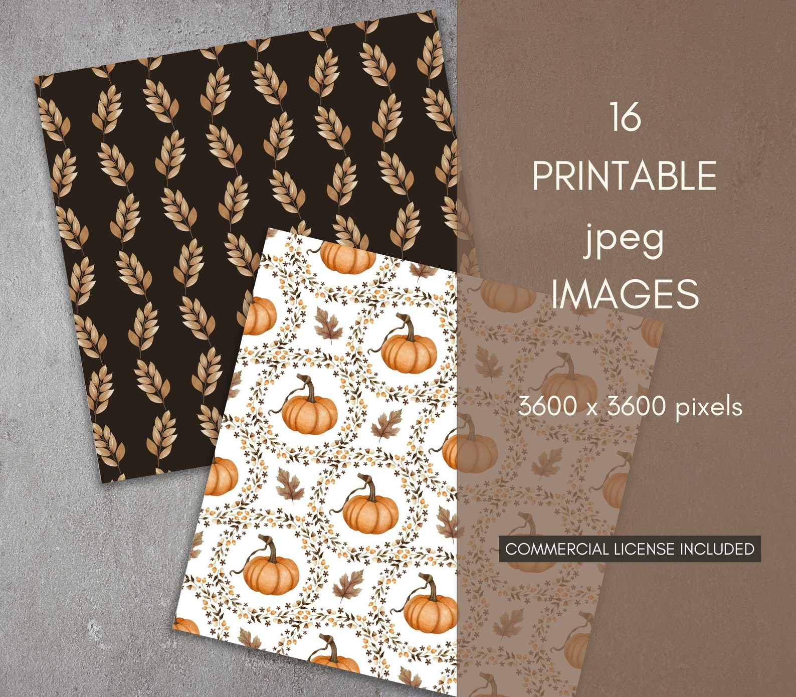 Buy 16 Rustic Autumn Floral Digital Paper Pack, Fall Aesthetic, Wedding ...