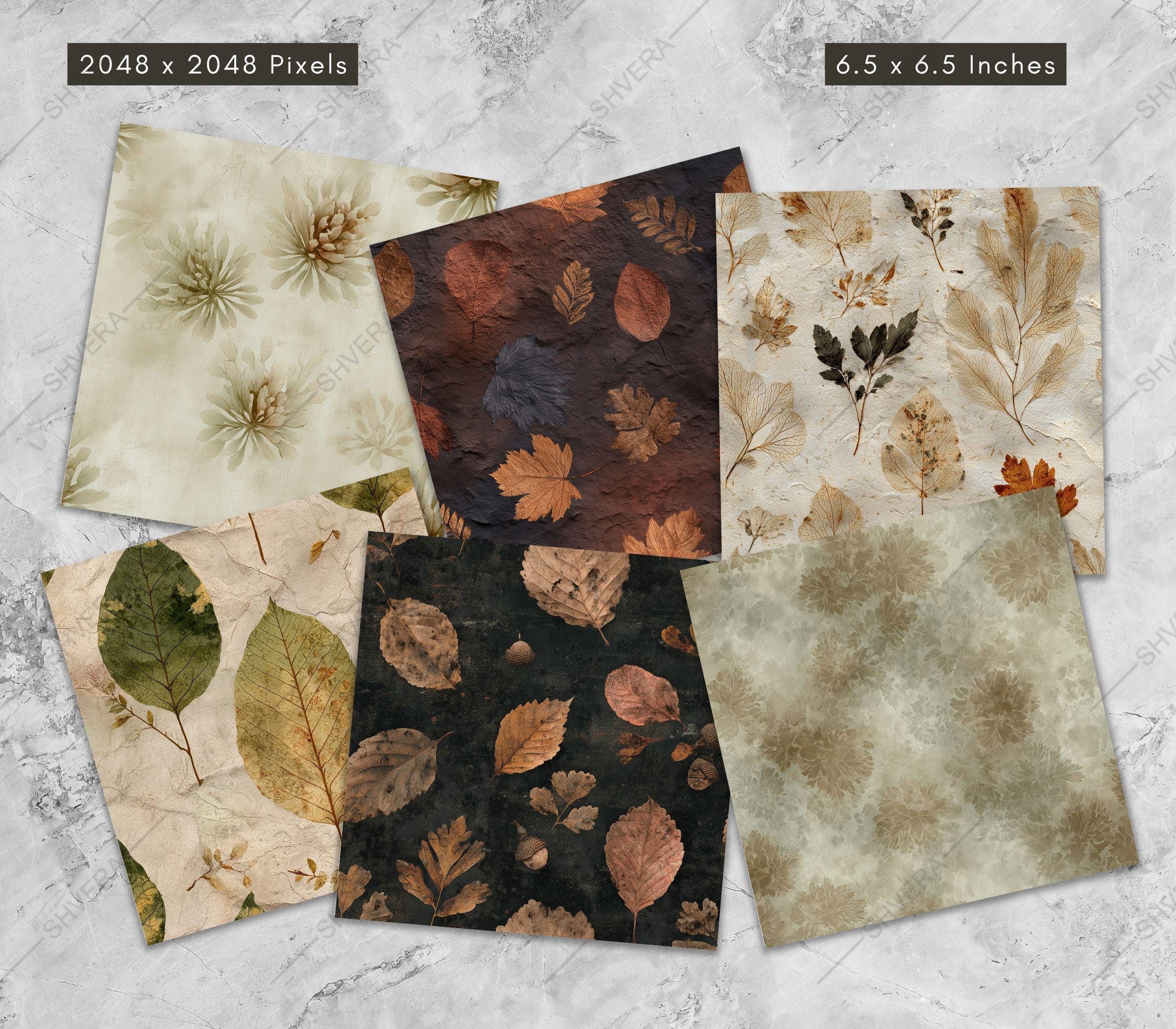 24 Seamless Fall Digital Paper Pack, Autumn Leaves Seamless Patterns ...
