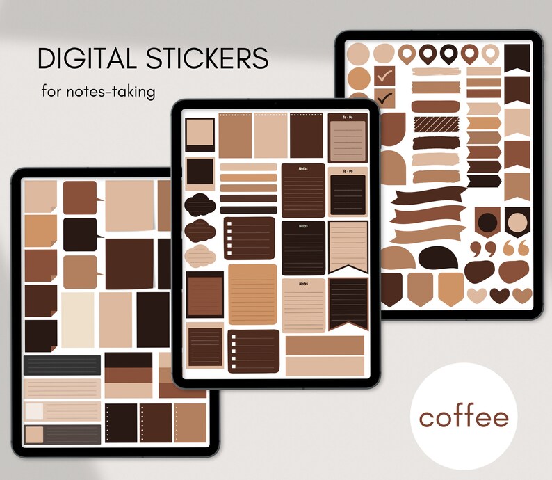 105 Coffee Goodnotes Sticky Notes, Pre Cropped Neutral Digital ...