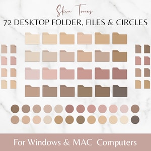 72 Skin Tones Desktop Folder Icons for MAC and WINDOWS | Circle and Folder PC Icons for Mac and Windows, Skin Tone MacBook Desktop Icons