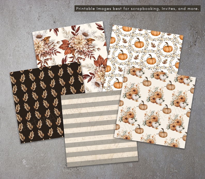 16 Rustic Autumn Floral Digital Paper Pack, Fall Aesthetic, Wedding ...
