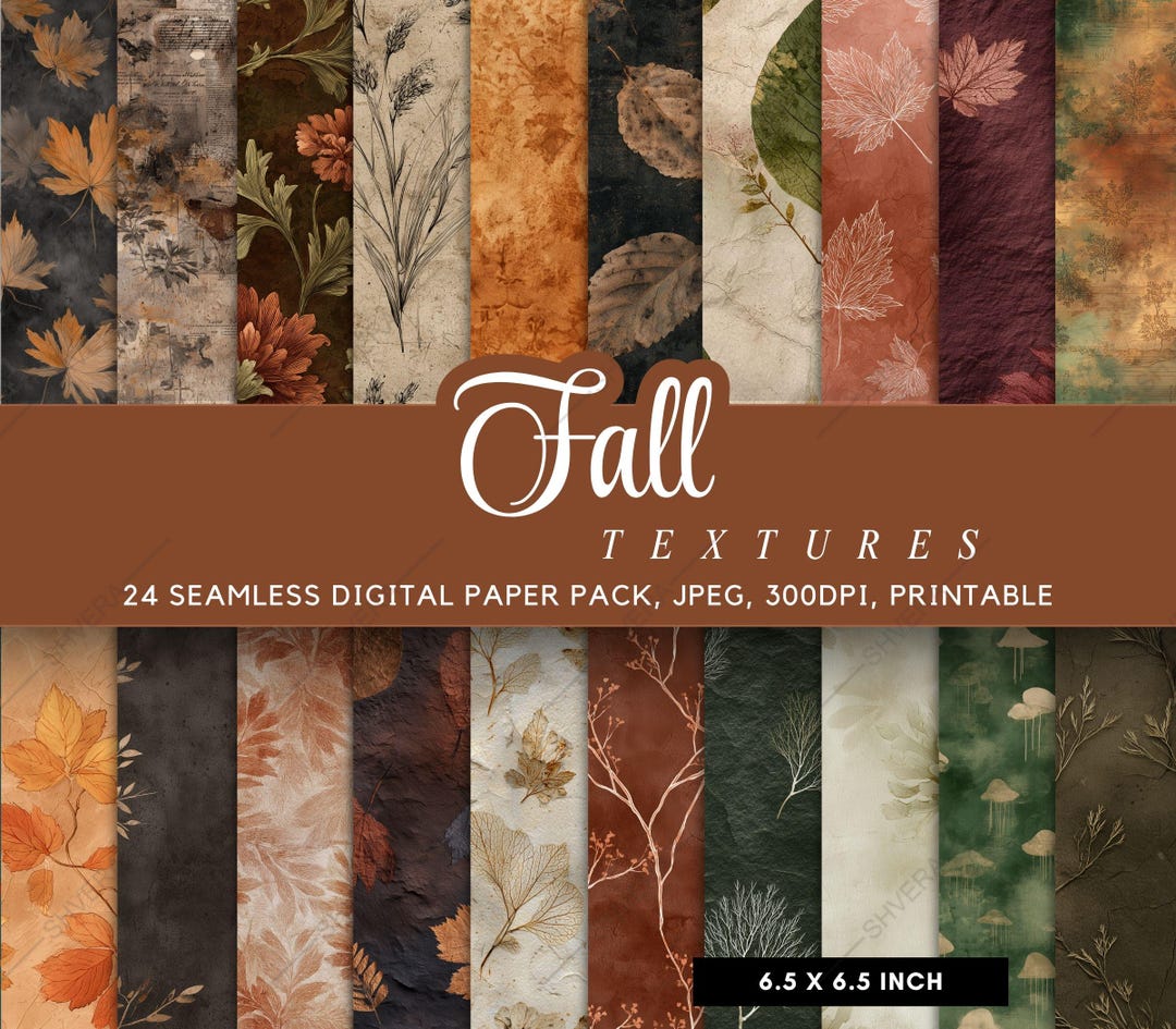 24 Seamless Fall Digital Paper Pack, Autumn Leaves Seamless Patterns ...