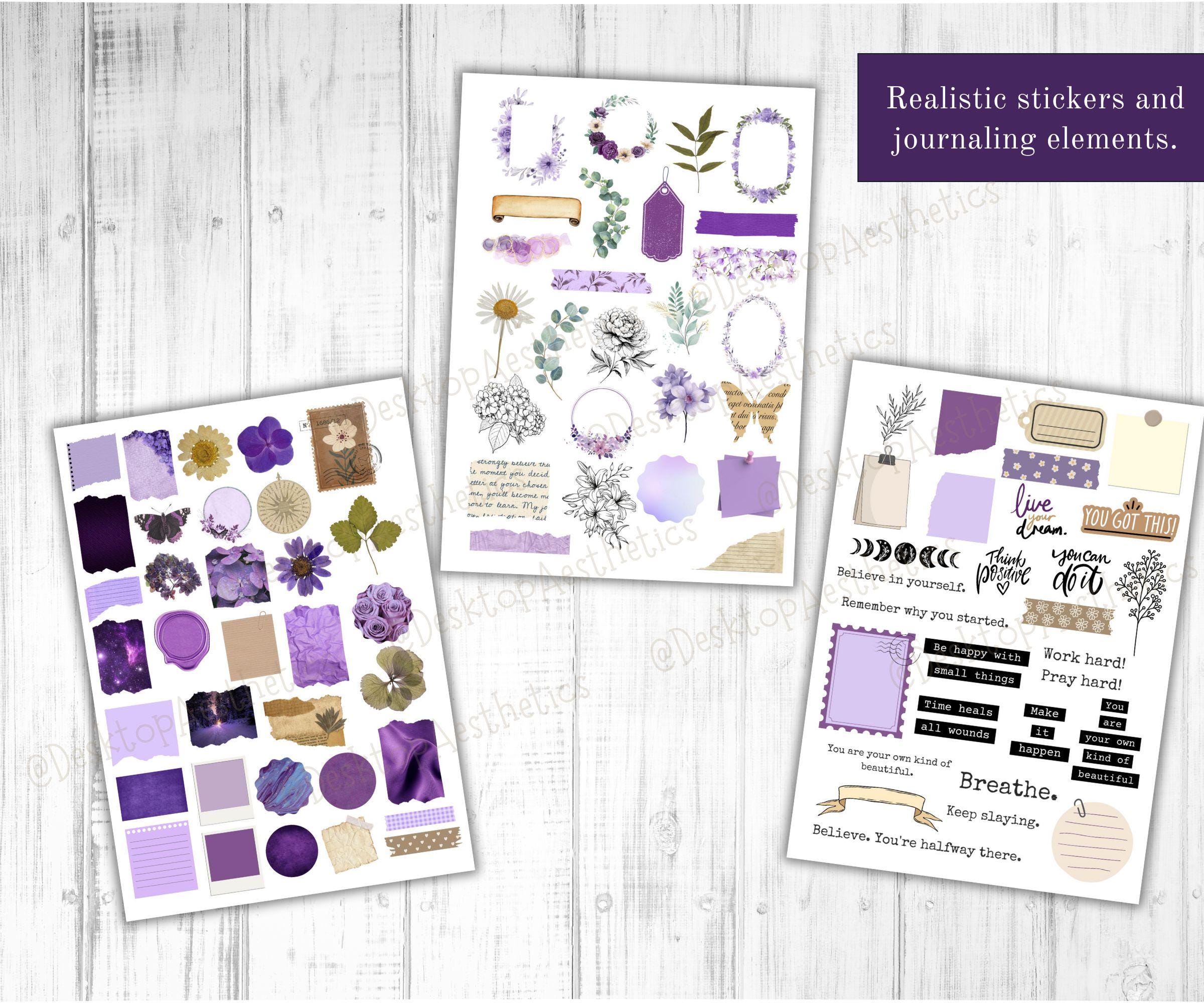Purple Notepad Sticker Purple Digital Journal Stickers | Pre-cropped Goodnotes Stickers ...