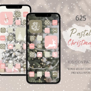625 Christmas App Icons | iOS Icons | Pastel Christmas Aesthetic | iPhone Homescreen | iOS14 | iOS 15 | Whimsical Minimalist App Icons Pack