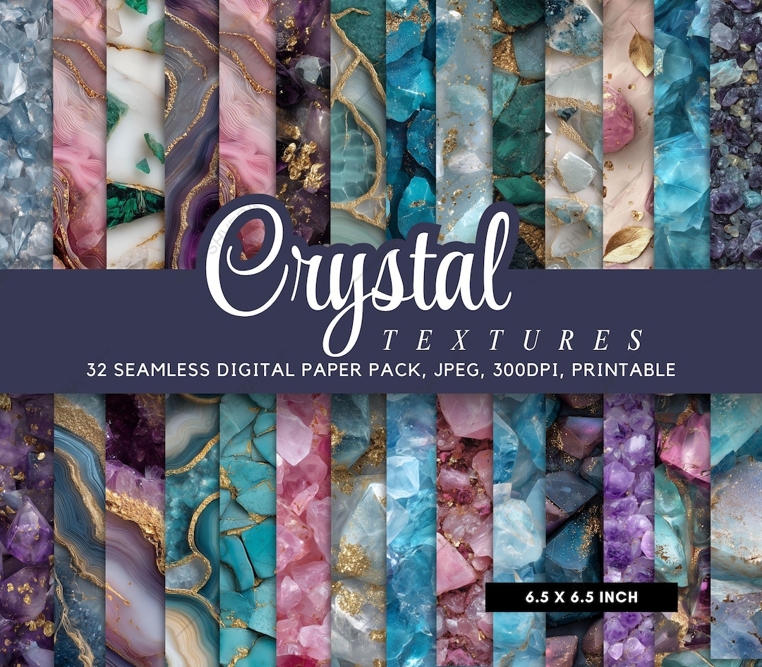 32 Seamless Crystal Gemstone Paper, Luxury Marble Textures, Pink Blue ...