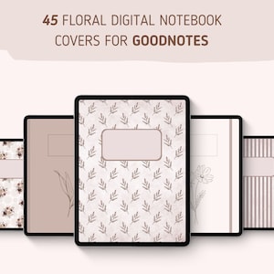 Couvertures florales pour ordinateur portable numérique, Goodnotes, esthétique botanique pour iPad (téléchargement numérique)