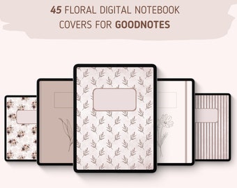 Floral Digital Notebook Covers, Goodnotes, Botanical iPad Aesthetic (Digital Download)