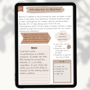 Pode incluir: Uma p&aacute;gina de caderno digital com notas escritas &agrave; m&atilde;o sobre nutri&ccedil;&atilde;o. A p&aacute;gina inclui informa&ccedil;&otilde;es sobre a import&acirc;ncia da nutri&ccedil;&atilde;o, a diferen&ccedil;a entre o IMC e a circunfer&ecirc;ncia da cintura como indicadores de risco para a sa&uacute;de, e uma lista de tarefas pendentes com diferentes n&iacute;veis de risco.