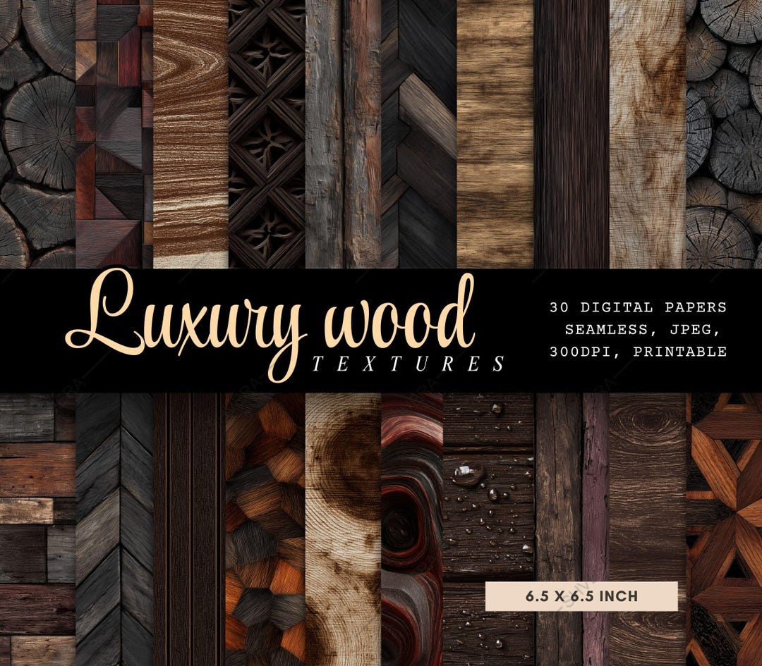 30 Seamless Luxury Wood Digital Paper Pack, Printable Wood Textures ...
