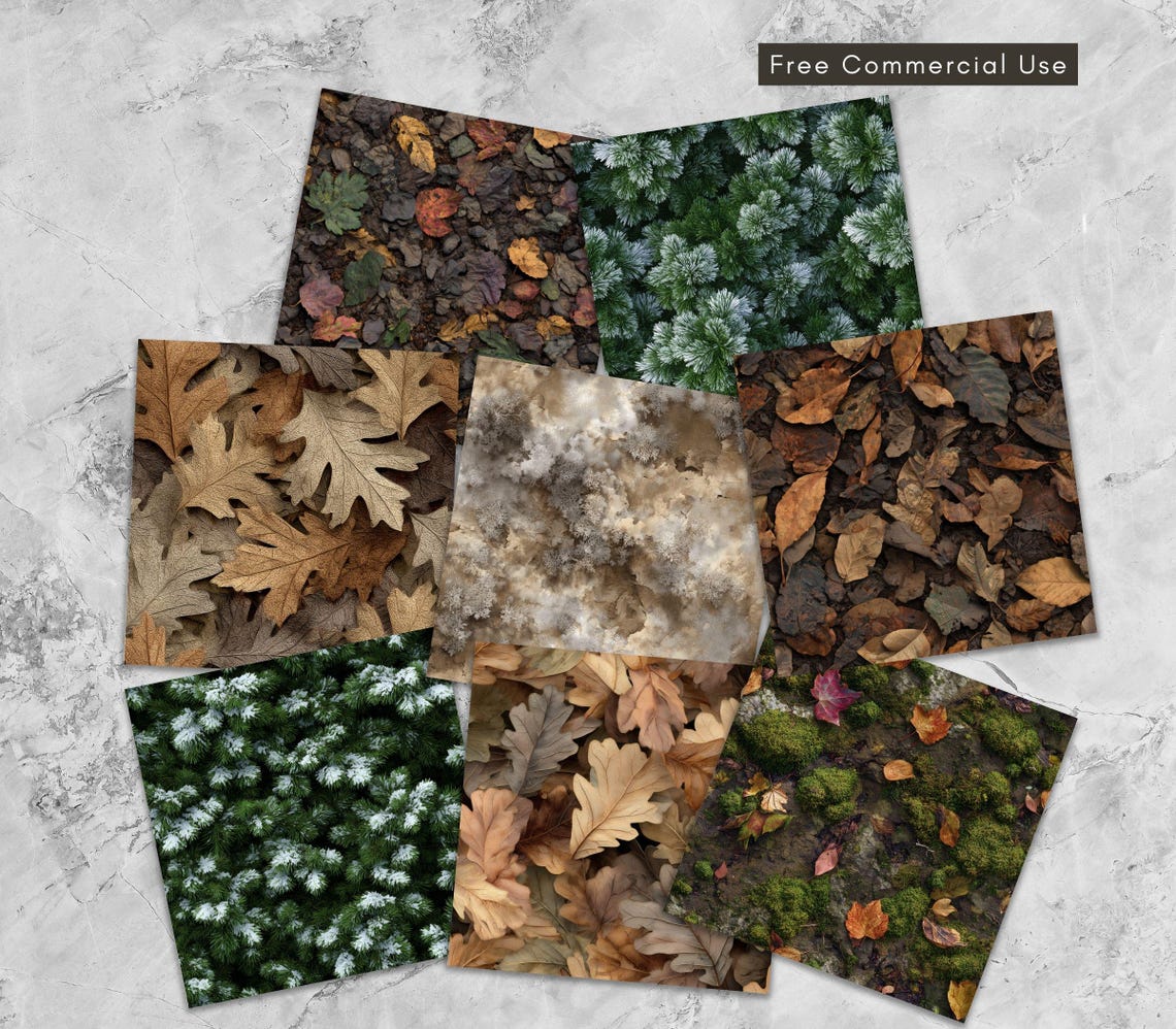 33 Seamless Fall Leaves Digital Paper Bundle, Printable Autumn Forest ...
