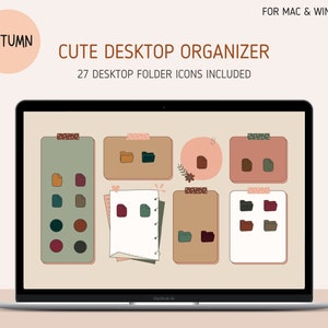 CUTE Autumn Desktop Organizer | 27 Cute Aesthetic Desktop Folder Icons for Mac & Windows | Desktop Organizer Wallpaper | Mac Folder Icon