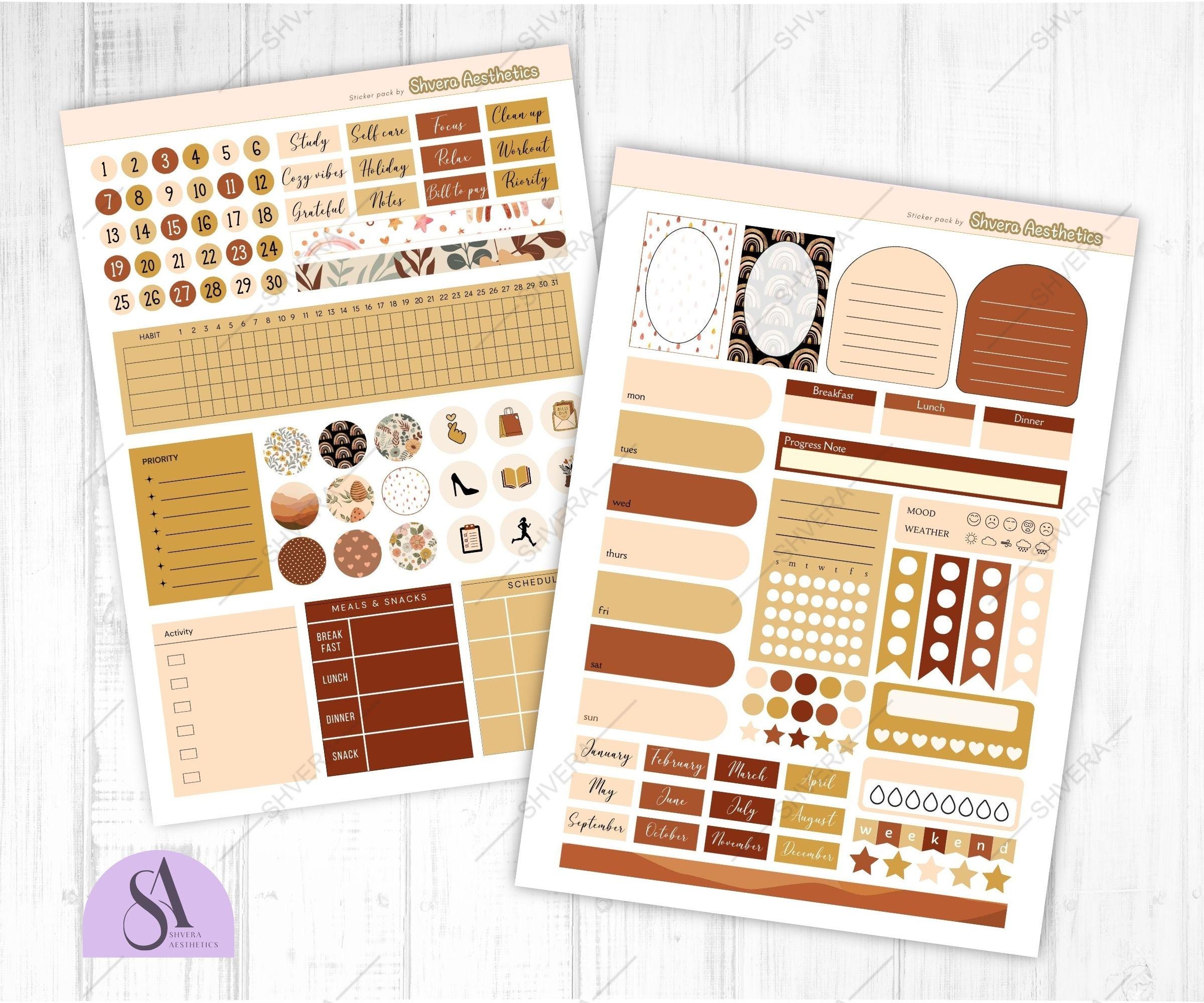 650 Boho Vibe Digital Stickers Bundle for Goodnotes, PNG Stickers, Pre ...
