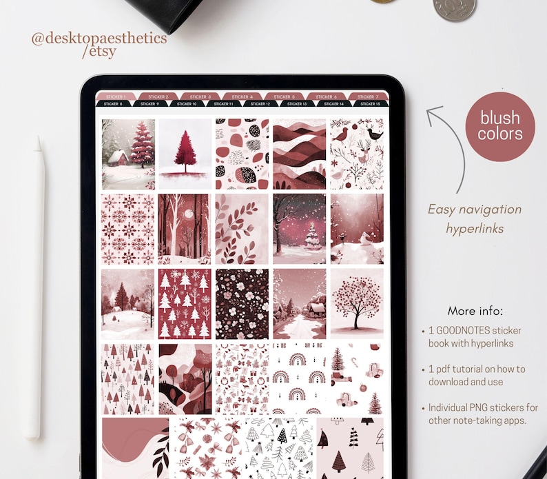1200 Everyday Boho Winter Digital Stickers Bundle for Goodnotes, PNG ...