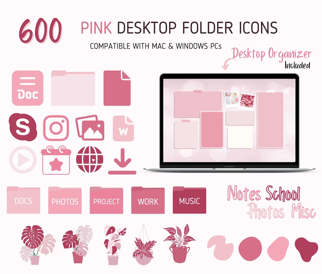 600 Pink Folder Icons for Mac, Windows Free Pink Desktop Organizer