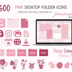 600 Pink Folder Icons for Mac, Windows | Free Pink Desktop Organizer | Desktop Customization | Pink Mac Icons | Windows Desktop Icons