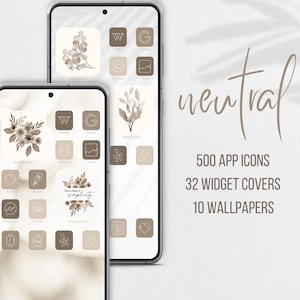 500 Floral App Icons | iOS Icons | Neutral iPhone Aesthetic | iPhone Homescreen | iOS14 | iOS 15 | Botanical App Icons Pack | iOS15 App Icon