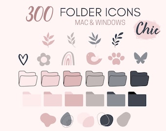 300+ Chic Folder Icons for MAC and WINDOWS Computers, Hand Drawn Desktop Icons for PC, Digital Download, Cute Mac Icons | Digital Download