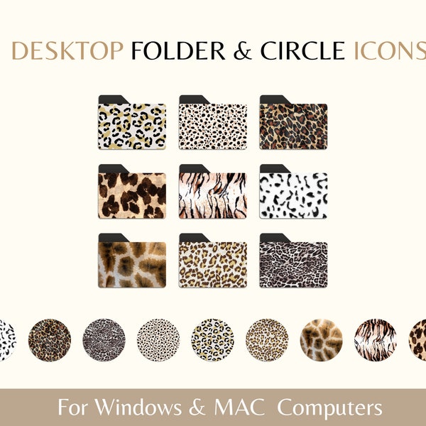 18 Animal Print Folder and Circle Icons for MACBOOK and WINDOWS Computers | Mac Icons| Windows Icons | Animal Print Desktop Aesthetic