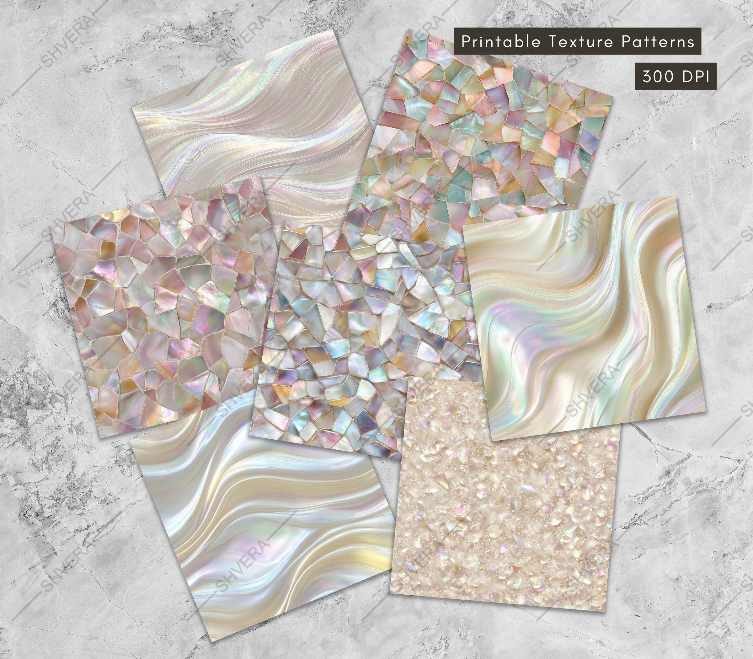 27 Seamless Seashell Digital Paper Bundle, Iridescent Pearl Textures ...
