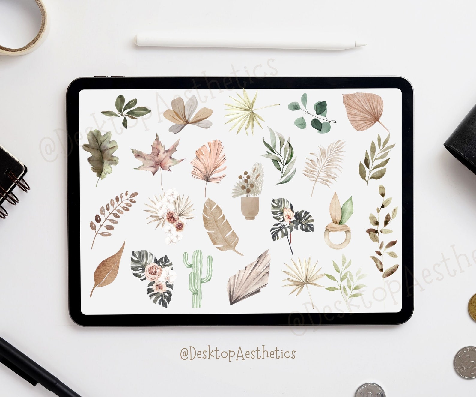 Boho Botanical Digital Stickers, Pre-cropped Goodnotes Stickers | 53 ...