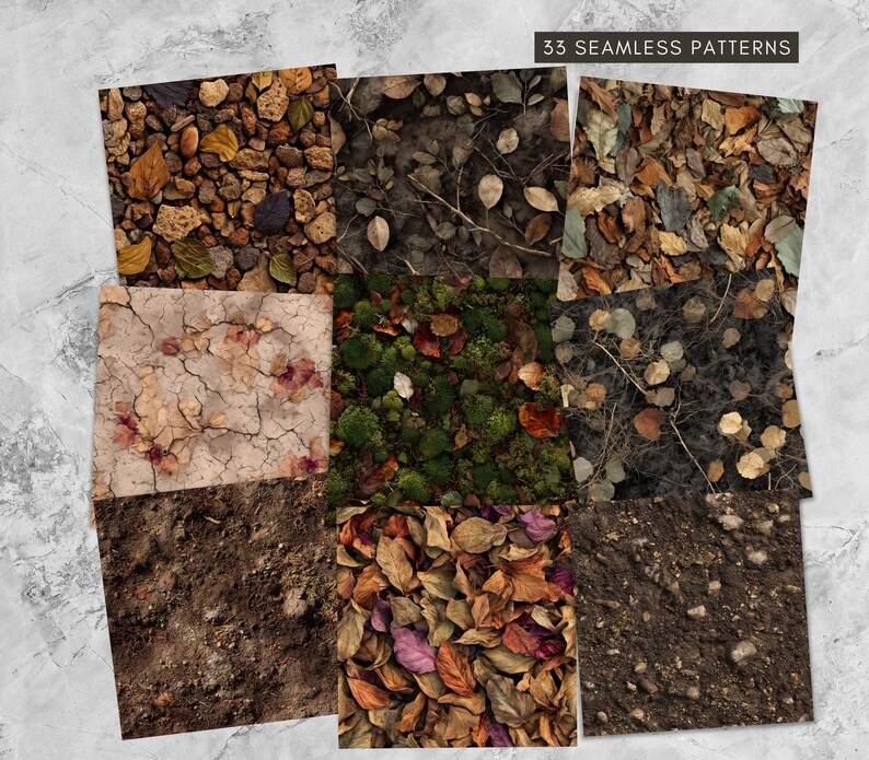 Fall Drawing Texture 33 Seamless Fall Leaves Digital Paper Bundle, Printable Autumn Forest ...
