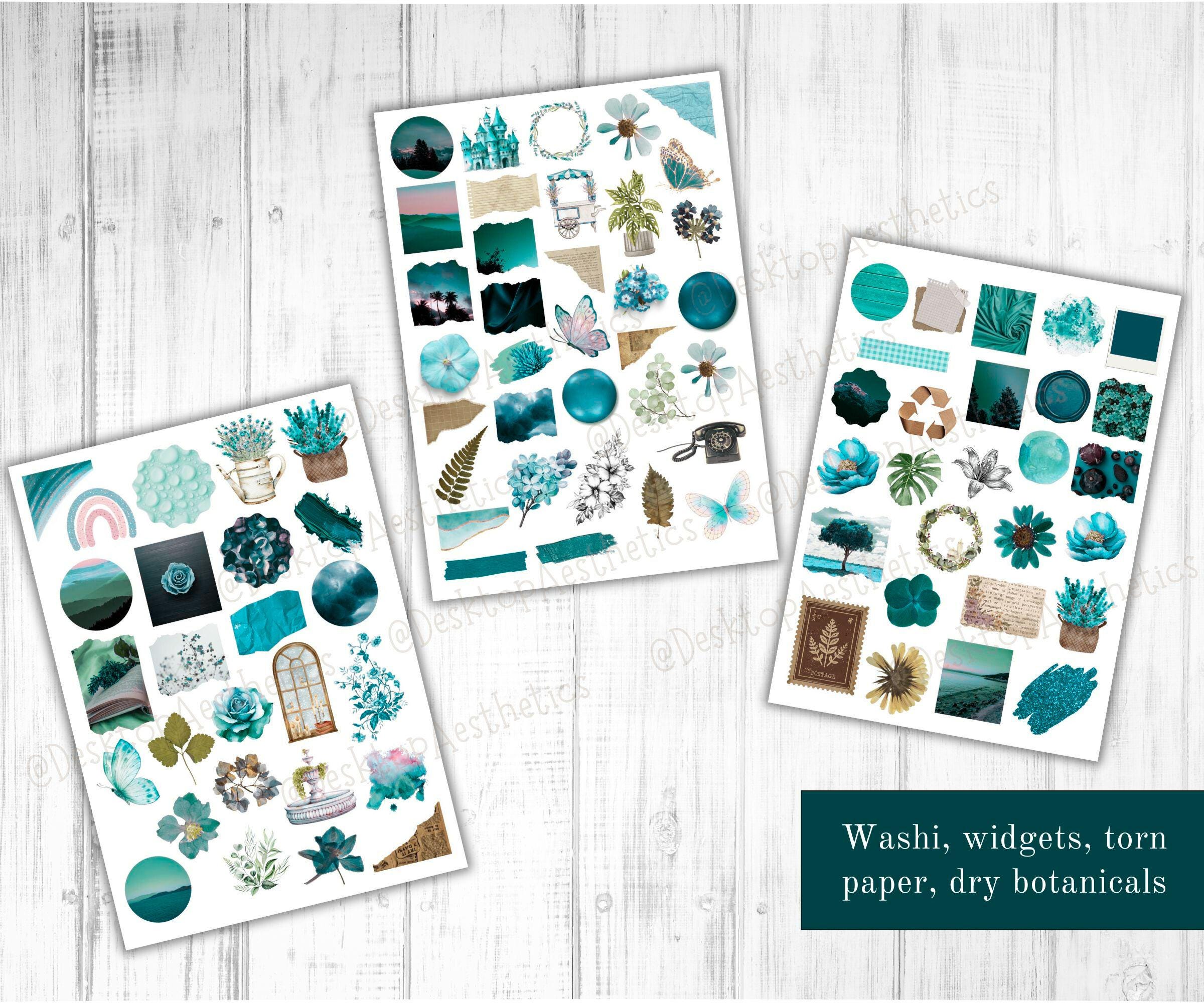 250 Teal Digital Journal Stickers | Pre-cropped Goodnotes Stickers ...