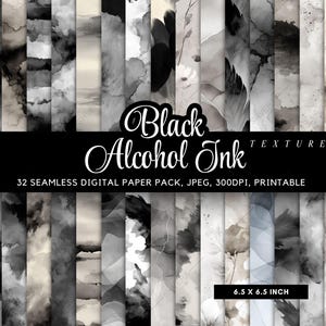 Puede incluir: Una colección de 32 texturas de papel digital sin costuras en negro, gris y blanco. Los papeles presentan diseños abstractos de tinta de alcohol con efectos florales y de acuarela. El paquete mide 16,5 x 16,5 cm y es imprimible.