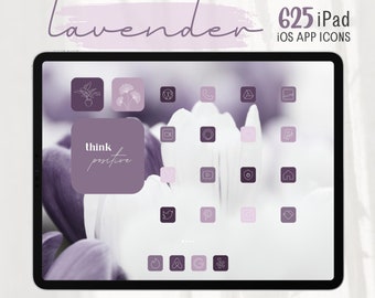 625 iPad Lavender iOS App Icons Pack | Purple Aesthetic App Icons | 8 Wallpapers, 38 Widget Covers | iPad Homescreen | iOS 15 | iOS 14 Icons